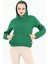 Kapüşonlu Kanguru Cepli Basic Yeşil Kadın Sweatshirt 1