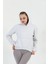 Kapüşonlu Kanguru Cepli Basic Gri Melanj Kadın Sweatshirt 2