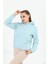 Kapüşonlu Kanguru Cepli Basic Baby Blue Kadın Sweatshirt 2