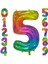 Rainbow Konsept Balon 5 Rakam Balon 1 Metre Büyük Boy 1