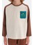 Soft Pembe Uzun Reglan Kol Bisiklet Yaka Cep Üstü Baskılı Pamuklu T-Shirt 4