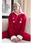 Kırmızı Everyday Magic Desenli Kapşonlu Peluş Polar Pijama 1