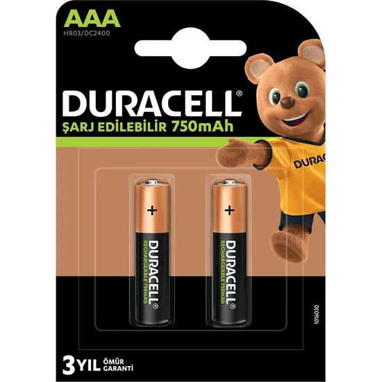 Duracell Şarjlı Pil Aaa Ince 750MAH Ni-Mh (2 Adet) Duracell