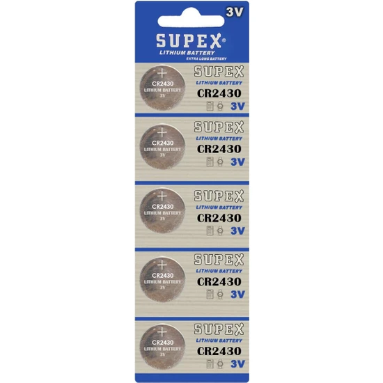 Supex Pil Düğme 2430 3V (Beşli Paket) Supex
