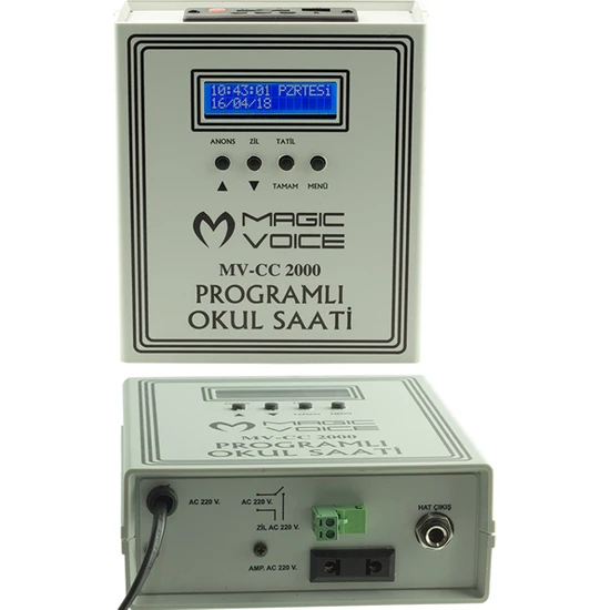 Magıcvoıce MV-CC2000 USB Duvar Tipi Prog Akıllı Dıgıtal Okul Zil Saati (6 Melodili) Çan Takılabilir