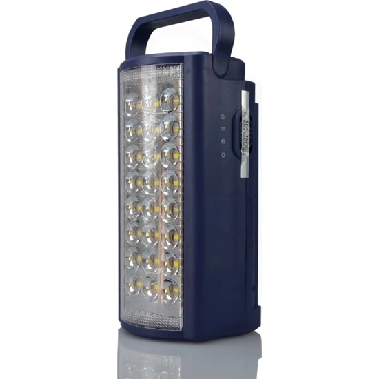 Almina 24 Büyük Ledli Mavi 80 Saat Yanan LED Şarjlı Işıldak - Telefon Şarj Edilebilen