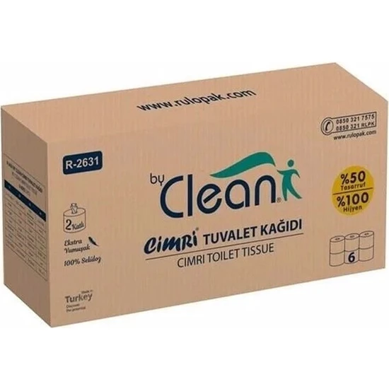 Rulopak Cimri İçten Çekmeli Tuvalet Kağıdı 6'lı By Clean R-2631  K-4