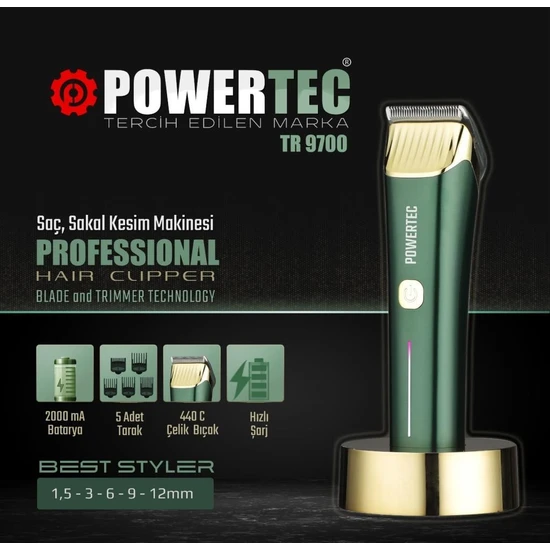 Powertec TR-9700 Saç ve Sakal Tıraş Makinesi