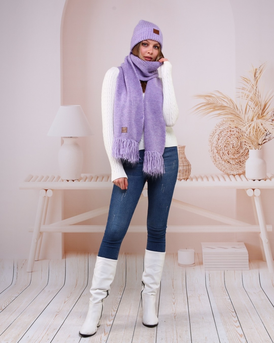 Marilavande Lila Atkı & Bere Takımı görsel 2