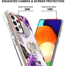 Cool-M Mermer Desen Imd Tasarım Parmak Yüzüğü Kickstand Tpu Telefon Koruyucu Kapak Çantası Samsung Galaxy A52 5g / 4g / Galaxy A52S 5g (Yurt Dışından)