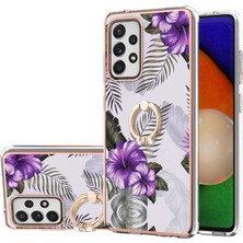 Cool-M Mermer Desen Imd Tasarım Parmak Yüzüğü Kickstand Tpu Telefon Koruyucu Kapak Çantası Samsung Galaxy A52 5g / 4g / Galaxy A52S 5g (Yurt Dışından)