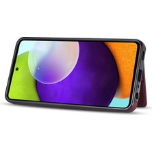 Cool-M Samsung Galaxy A52 4G/5G/A52S Için 5g Hat Çizgi Ekleme Iyi Korunmuş Kart Cep Kickstand Fonksiyonu Pu Deri Telefon Kapak Kılıfı (Yurt Dışından)