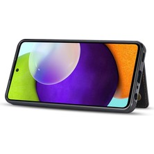 Cool-M Samsung Galaxy A52 4G/5G/A52S Için 5g Hat Çizgi Ekleme Iyi Korunmuş Kart Cep Kickstand Fonksiyonu Pu Deri Telefon Kapak Kılıfı (Yurt Dışından)