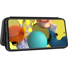 Cool-M Samsung Galaxy A52 4g / 5g / A52S 5g Için Kart Tutucu Karbon Fiber Deri Otomatik Absorbed Kapak Kılıfı (Yurt Dışından)