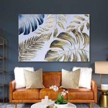 SML Tablo Gold Tropik Yapraklar Kanvas Tablo