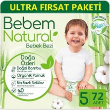 Bebem Natural Bebek Bezi Natural Beden:5 (11-18 kg) Junior 216'lı