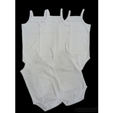 Ip Askılı Yakası Fistolu (Dantelli) Çıtçıtlı Badi Beyaz Renk 5'li Paket 3- 48 Ay Arası