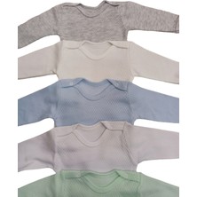 Uzun Kollu Çıtçıtlı Badi Bisiklet Yaka Body Hava Alır Kumaş Düz Renk Zıbın (5li Paket) 0-48 Ay Arası