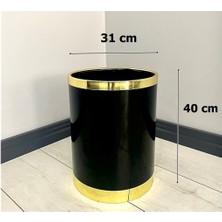 Evden İste Yağmur Dekoratif Parlak Siyah Gold Metal Saksı ,