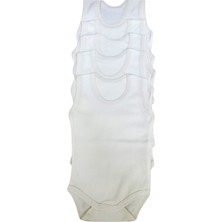 Askılı Basic Bisiklet Yaka Atlet Çıtçıtlı Badi 5li Paket Krem Renk 0-48 Ay