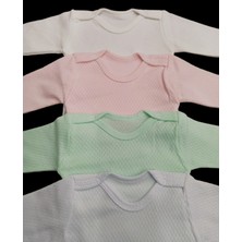 Özdemirli Bebe Uzun Kollu Çıtçıtlı Badi Bisiklet Yaka Body Hava Alır Kumaş Düz Renk Zıbın (4lü Paket) 0-48 Ay Arası