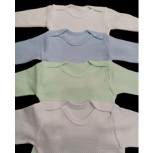 Uzun Kollu Çıtçıtlı Badi Bisiklet Yaka Body Hava Alır Kumaş Düz Renk Zıbın (4lü Paket) 0-48 Ay Arası