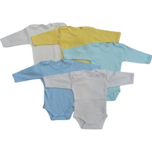 Uzun Kollu Çıtçıtlı Bebek Badisi Düz Renk Zıbın (5'li Paket) 0-48 Ay Arası