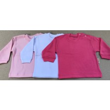 Uzun Kollu Bebek Üst Badi (3 Lü Paket) (Pembe,beyaz,koyupembe) 0-24 Ay Arası