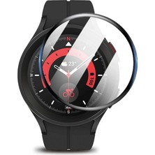 Microcase Samsung Galaxy Watch 5 Pro Tam Kaplayan Kavisli Ekran Koruyucu 3D Pet Film - Siyah