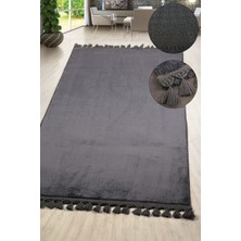 Bonny Home Relax Antrasit Saçaklı Leke Tutmaz Yumuşak Kaymaz Taban Modern Yıkanabilir Yolluk