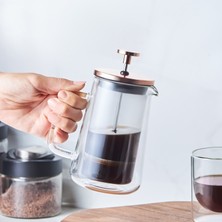 Karaca Pia Konik Çift Cidarlı Borosilikat Cam French Press 350 Ml Bronze