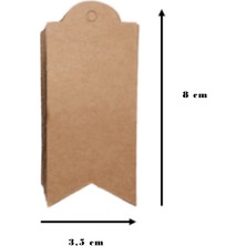 Roco Paper Co. Flama Delikli Kraft Etiket - Kraft Hediye Kartı & Hasır İp(20 Cm) Seti - 200 Adet -  - Beyaz Kalem(1 Adet)