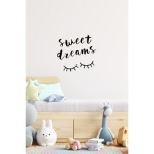 Mıgnatıs Sweet Dreams Yazısı Duvar Sticker, Ev Dekorasyonu, Oturma Odası Sticker, Salon Sticker 60X35CM Siyah