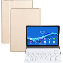 ZH Store Lenovo M10 Fhd Rel TB-X605FC/LC Için Bluetooth Klavye Kılıfı Altın (Yurt Dışından)