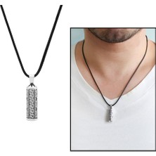 Gümüş Hediye Al Tarz Tasarım Ip Zincirli 925 Ayar Gümüş Erkek Cevşen Kolye