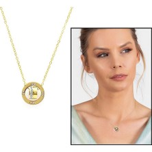 Gümüş Hediye Al Üçlü Halka Tasarım Gold Renk Çelik Kadın Kolye