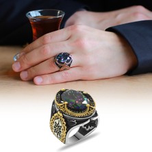 Gül Endam Faset Mistik Taşlı Kral Tacı Tasarım 925 Ayar Gümüş Erkek Yüzük