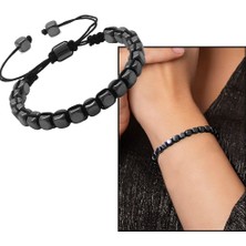 Gül Endam Makrome Örgülü Kapsül Kesim Hematit Doğal Taş Kadın Bileklik