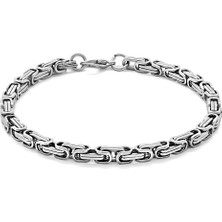 Gül Endam Silver Renk Kalınlık 5 mm 317L Çelik Kral Bileklik