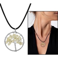 Gül Endam Hayat Ağacı Tasarım Zarif Ip Zincirli Sitrin Doğaltaş Kadın Kolye