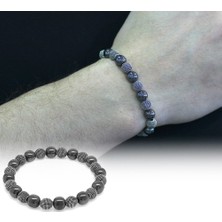 Gül Endam Hematit Metal Kombinli Küre Kesim Doğal Taş Bileklik