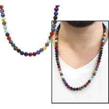 Gül Endam Küre Kesim Çakra Doğaltaş Kombinli Erkek Başarı Kolyesi