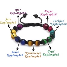 Gül Endam Makrome Örgülü Küre Kesim Çoklu Kaplangözü Doğal Taş Kombinli Kadın Enerji Bilekliği