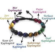 Gül Endam Makrome Örgülü Küre Kesim Çoklu Kaplangözü Doğal Taş Kombinli Erkek Enerji Bilekliği