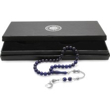 Gül Endam Kararmaz Metal Ayyıldız Püsküllü Küre Kesim Lacivert Sıkma Kehribar Tesbih