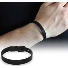 Gül Endam Uzunluk Ayarlı Siyah Renk Çelik Erkek Hasır Bileklik