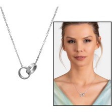 Gül Endam Çift Alyans Tasarım Silver Renk Çelik Kadın Kolye