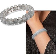 Gül Endam Gri Kristal Kuvars Doğal Taş Rolex Kadın Bileklik