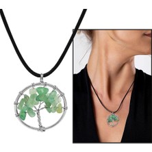 Gül Endam Hayat Ağacı Tasarım Zarif Ip Zincirli Aventurin Doğaltaş Kadın Kolye