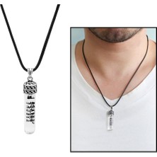 Gül Endam Zemzem Suyu Doldurulmuş Ip Zincirli 925 Ayar Gümüş Erkek Cevşen Kolye